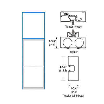 CRL-U.S. Aluminum Custom Sized Custom Paint Series 450 Tubular Center Hung Transom Frame Complete (1FT)