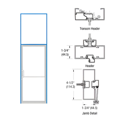 CRL-U.S. Aluminum Custom KYNAR® Paint Custom Sized Series 450 Tubular Gear Hinge Transom Frame Complete (1FT)