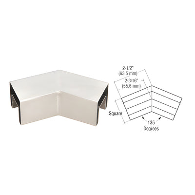 CRL 316 Brushed Stainless Steel 135 Degree Horizontal Roll Formed Cap Rail Corners