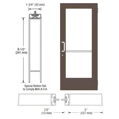 CRL-U.S. Aluminum Bronze Black Anodized Custom Size Single Series 550 Wide Stile Butt Hinge Entrance Door ADA/Title 24