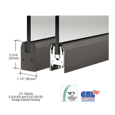 CRL Oil Rubbed Bronze 1/2" Glass Low Profile Tapered Door Rail Without Lock - Custom Length
