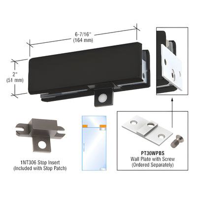 DORMAKABA® Matte Black Wall Mounted Transom Patch Fitting