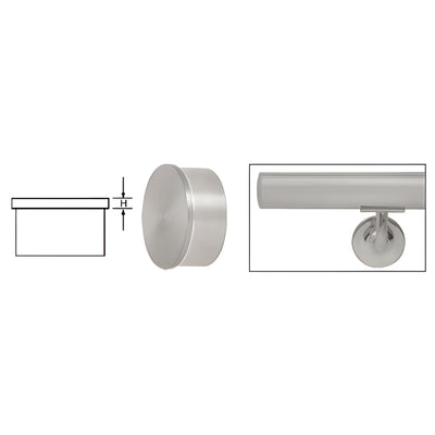 CRL Brushed Stainless Flat End Cap for 1-1/2" Round Tubing