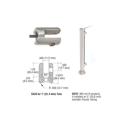 CRL Brushed Stainless Fixed Glass Fitting for 1" Tubing