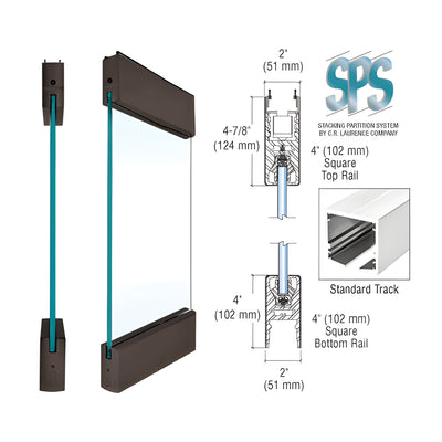 CRL Dark Bronze Type 1 Standard SPS with 4" Square Rails Top and Bottom