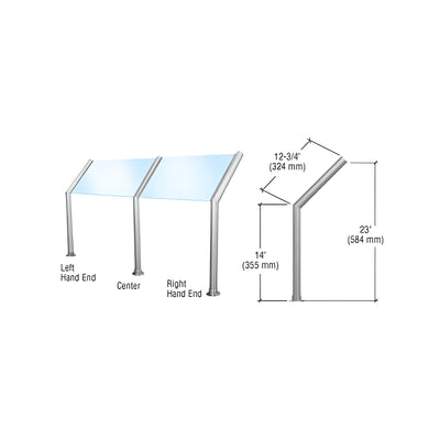 CRL Brushed Stainless Elegant Series Open Front, Glass on Slant Stainless Steel Sneeze Guard - Left Hand End Post Only