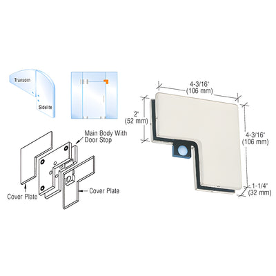 CRL Satin Anodized Sidelite Mounted Transom Patch with Reversible Door Stop