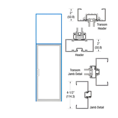 CRL-U.S. Aluminum White KYNAR® Paint Hinged Right Open Back Transom Frame for Single Door with Offset Pivots, Panics and Using Surface Closers