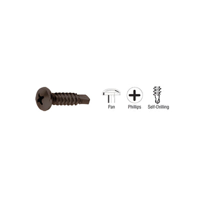 CRL Dark Bronze 8-18 x 3/4" Self-Drilling Pan Head Phillips Screws