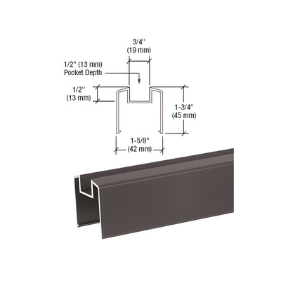 CRL Matte Bronze 200, 300, 350, and 400 Series Bottom Rail for Glass 241" Long