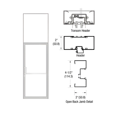 CRL-U.S. Aluminum Clear Anodized Class 1 Custom Size Series IT451 Open Back Butt Hinge Transom Frame Complete (1FT)