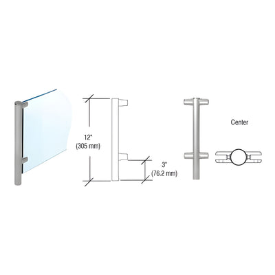 CRL Brushed Stainless 12" x 1" HB55 Slimline Series Round Partition Center Post