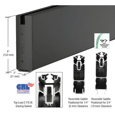 CRL Black Powder Coat 240" x 6" Square Sidelite Rail