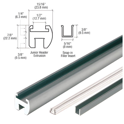 CRL Brushed Nickel 98" Junior Frameless Shower Door Header Kit