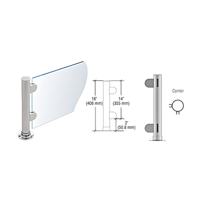 CRL Brushed Stainless 16" Round PP06 Elegant Series Counter/Partition Corner Post with Air Space