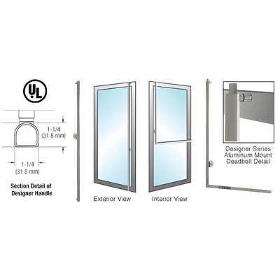 CRL-Blumcraft® Brushed Stainless Left Hand Revers Aluminum Door Mount Keyed Access "F" Top D-Shape Handle