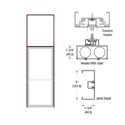 CRL-U.S. Aluminum Bronze Black Anodized 1-3/4 x 4" 400 Series Transom Single Door Frame