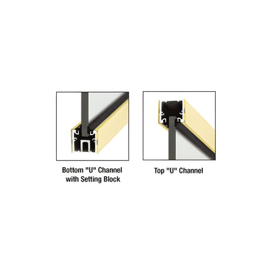 CRL Satin Brass Custom Length U-Channel with Roll-In Top Load Gasket