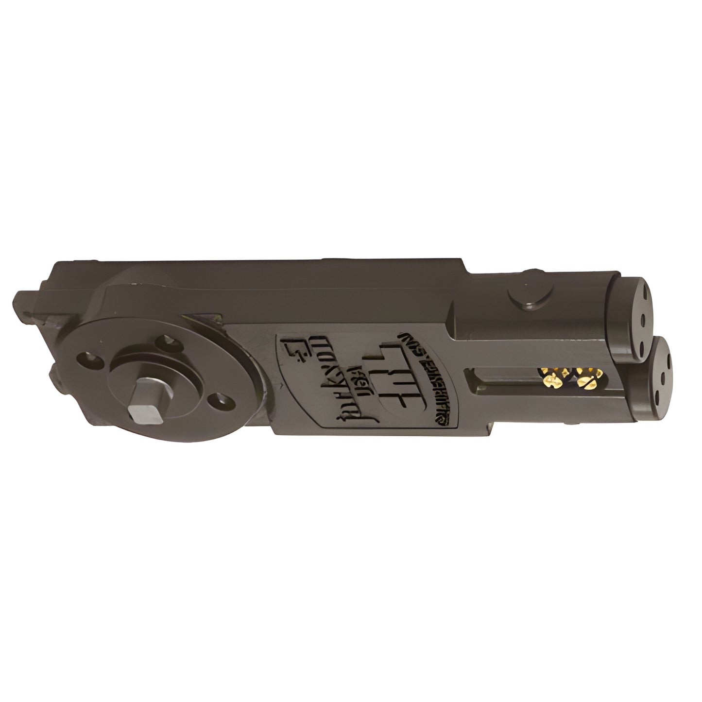 CRL Jackson overhead concealed door closer (SKU 20101M04), gray metal dual-valve unit with 90 hold-open.