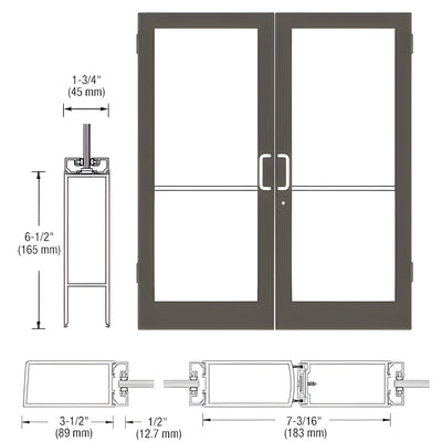 CRL-U.S. Aluminum Class I Bronze Black Anodized Custom Size Pair Series 400 Medium Stile Butt Hinge Showroom Door for Surface Mount Door Closers
