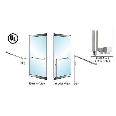 CRL-Blumcraft® Brushed Stainless Left Hand Reverse Low Profile Mount Keyed Access "A" Exterior Bottom Securing Panic Handle