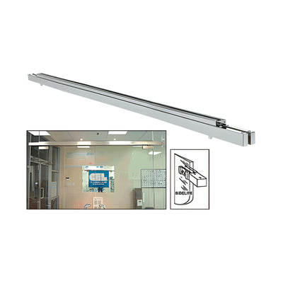 CRL Brushed Stainless Double Narrow Floating Header with Surface Mounted Top Pivots - Custom Length