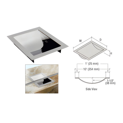 CRL Polished Stainless Steel 12" Wide x 10" Deep x 1-9/16" High Standard Drop-In Deal Tray