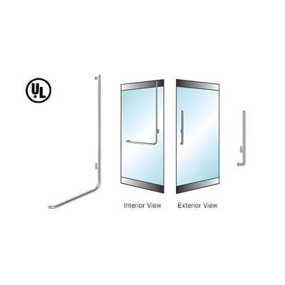CRL-Blumcraft® Brushed Stainless Right Hand Double Acting Rail Mount 'H' Exterior Dummy Handle for 3/4" Glass