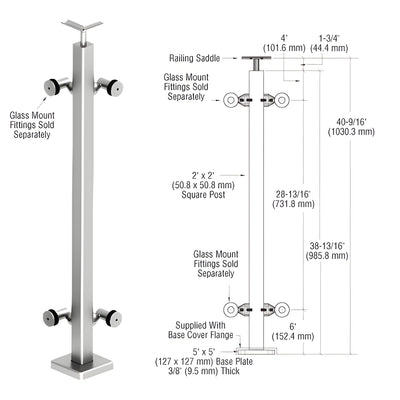 CRL 316 Polished Stainless Custom P1 Series 90 Degree Corner Post Railing Kit