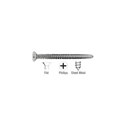 CRL 8 x 1-1/2" Stainless Steel Flat Head Phillips Sheet Metal Screws - 500/Bulk