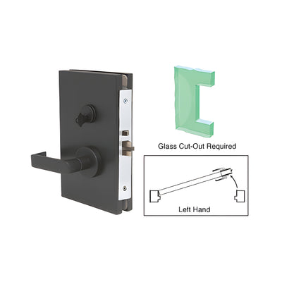 CRL Matte Black 6" x 10" LH Center Lock With Deadlatch in Storeroom Function