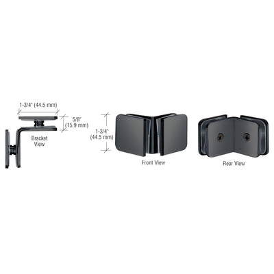 CRL Gun Metal 90 Degree Traditional Style Glass-to-Glass Clamp