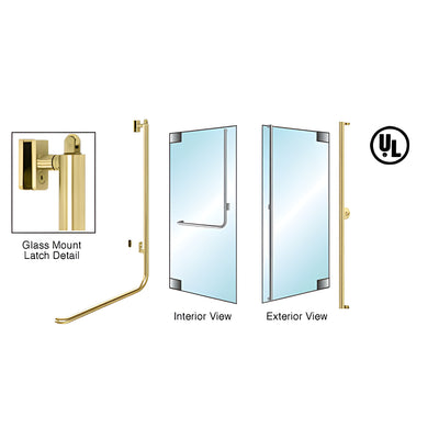 CRL-Blumcraft® Polished Brass Right Hand Reverse Glass Mount Keyed Access "F" Exterior, Top Securing Panic Handle