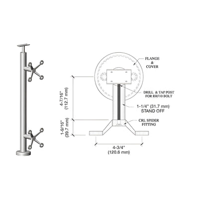 CRL Brushed Stainless 42" P6 Series Spider 180 Degree Center Post Railing Kit