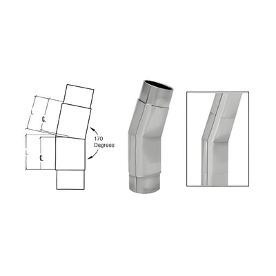 CRL Brushed Stainless Mitered Style 170 Degree Flush Angle