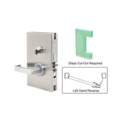 CRL Brushed Stainless 6" x 10" LHR Center Lock With Deadlatch in Entrance Lock Function