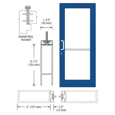 CRL-U.S. Aluminum Custom KYNAR® Paint Custom Single Series 550 Wide Stile Geared Hinge Entrance Door for Surface Mount Door Closer
