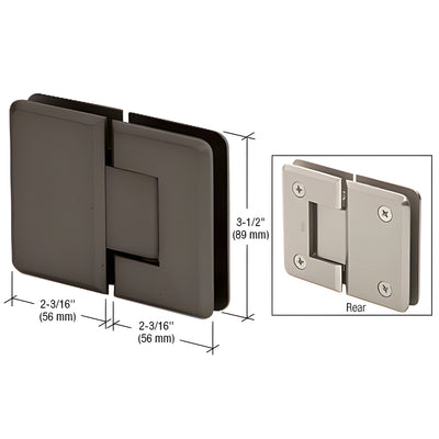 CRL Oil Rubbed Bronze Pinnacle 180 Series 180 Degree Glass-to-Glass Standard Hinge