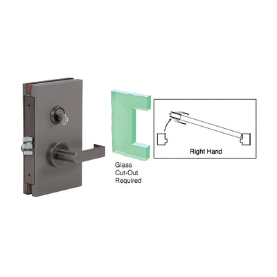 CRL Dark Bronze 6" x 10" LH Center Lock with Deadlatch in Class Room Function
