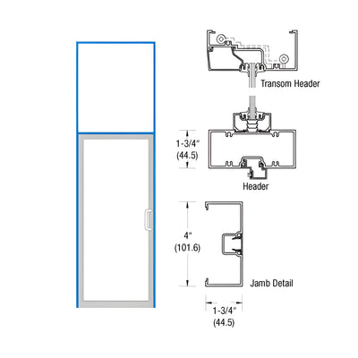 CRL-U.S. Aluminum Bronze Black Anodized Right Hand Open Back Transom Frame for Single Door Offset Hung Surface Mount Closer with Concealed Panic