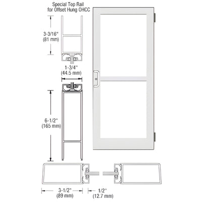 CRL-U.S. Aluminum White KYNAR® Paint Custom Single Series 400 Medium Stile Butt Hinged Entrance Door for Panic and Overhead Concealed Door Closer