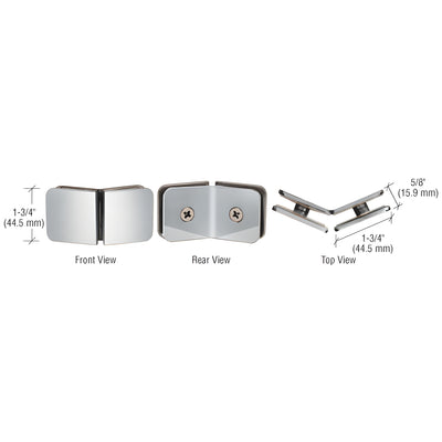 CRL Polished Chrome 135 Degree Traditional Style Glass-to-Glass Clamp