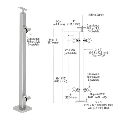 CRL 316 Brushed Stainless Custom P1 Series End Post Railing Kit