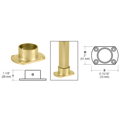 CRL Polished Brass Cut Flange for 1-1/2" Tubing