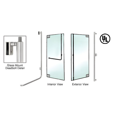 CRL-Blumcraft® Brushed Stainless Right Hand Reverse Glass Mount Keyed Cylinder 'F' Top Securing Deadbolt Exterior Handle