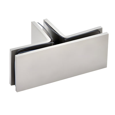 CRL Brushed Nickel Square 90 Degree Glass-to-Glass T-Juntion Clamp
