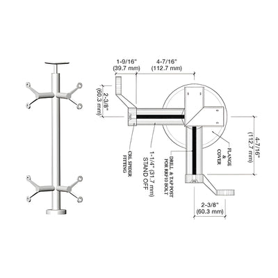 CRL Polished Stainless 42" P6 Series Spider 90 Degree Corner Post Railing Kit