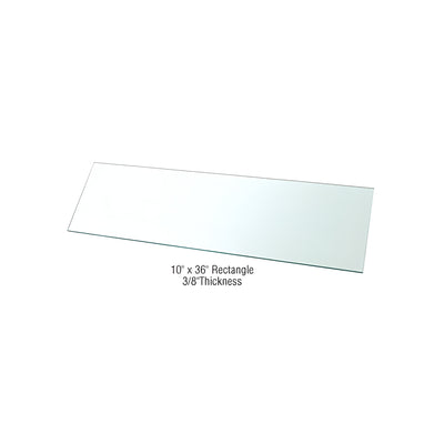 CRL 10" x 36" Rectangle 3/8" Clear Tempered Glass Shelf - 2/Pk