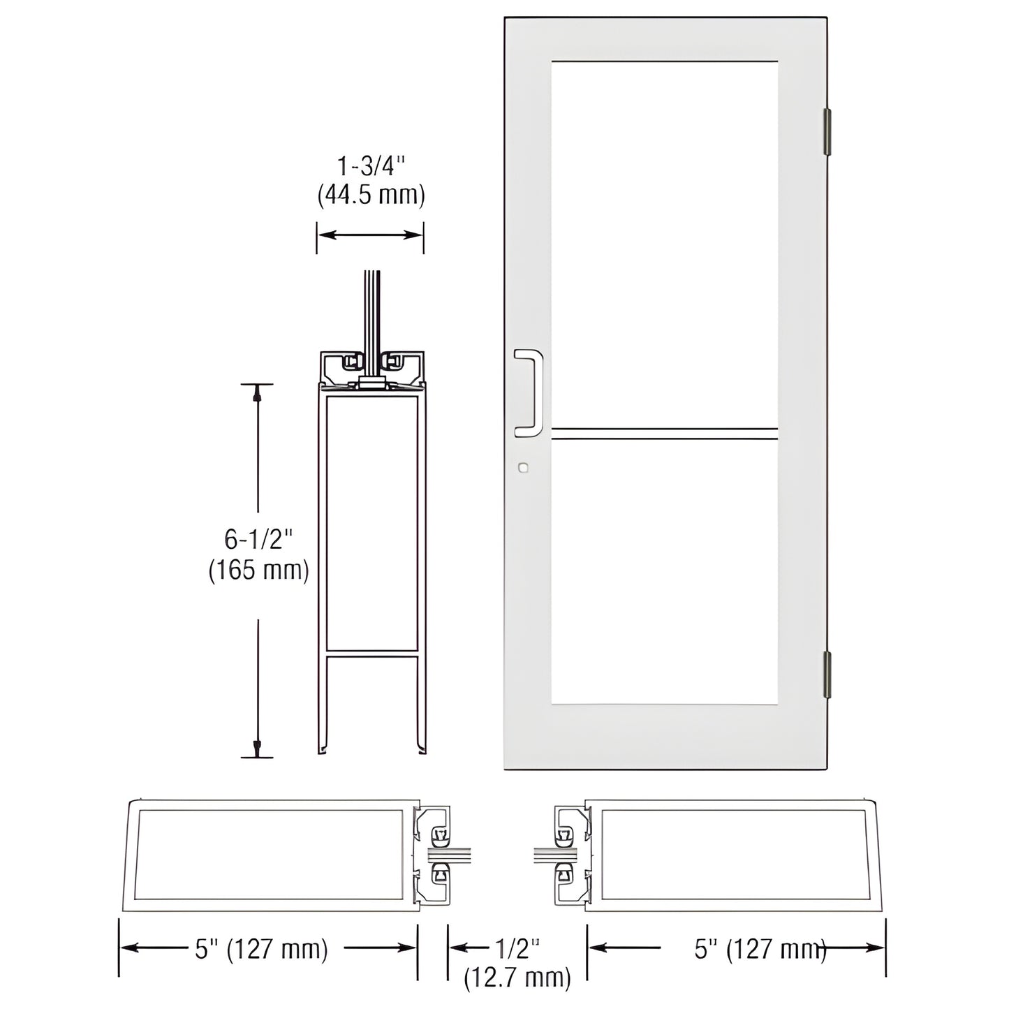 CRL-U.S. Aluminum 550 Wide-Stile White KYNAR Door Surface-Mount Closer