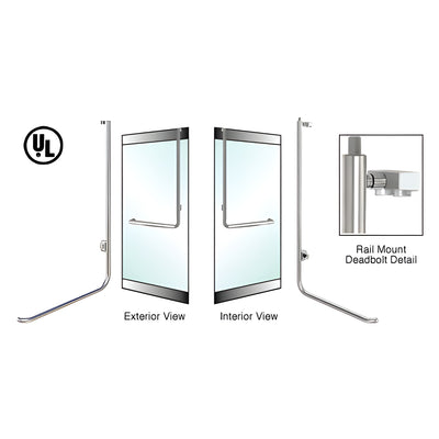 CRL-Blumcraft® Brushed Stainless Left Hand Reverse Rail Mount Cylinder Outside, Thumbturn Inside "D" Exterior Top Securing Deadbolt Handle for 3/4" Glass